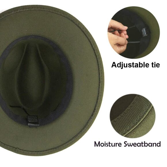 Green Cowboy &‎ Cowgirl Hat – Wide Brim, Turquoise Beads, Retro Western Look - Picture 2 of 2